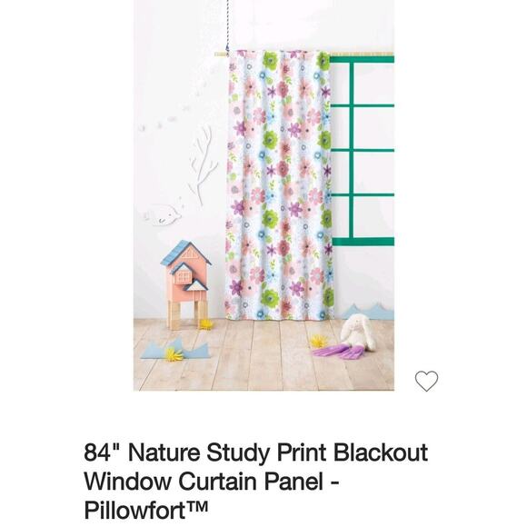 Pillowfort Nature Study Print Blackout Window Curtain 42" x 84" 1 Panel‎ New - Picture 3 of 7